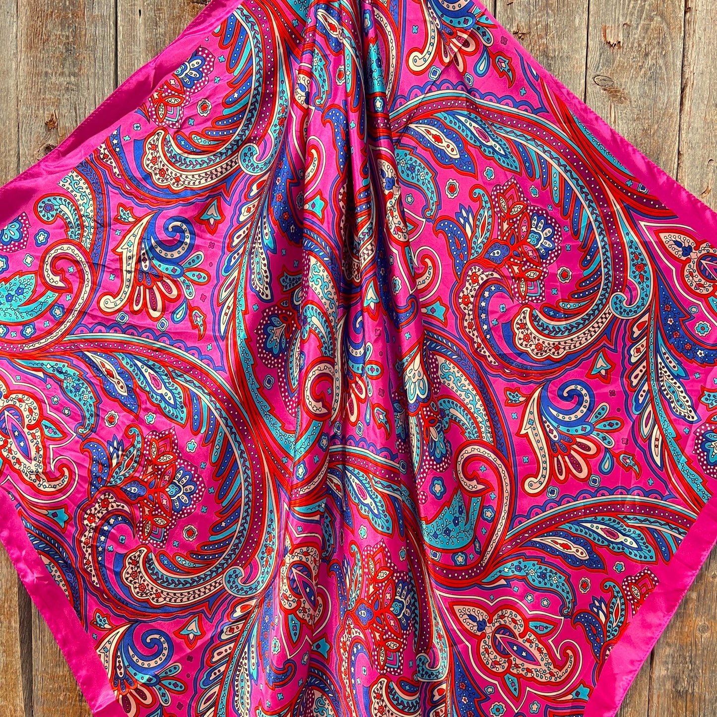 Rodeo Drive - 35X35"  Pink Hippie Paisley Wild Rag/Scarf WR904