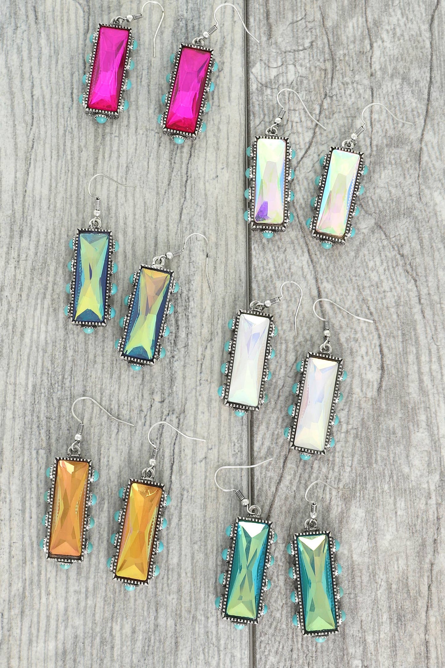 SP Sophia Collection - Western Turquoise Rectangle Gemstone Earrings: Teal