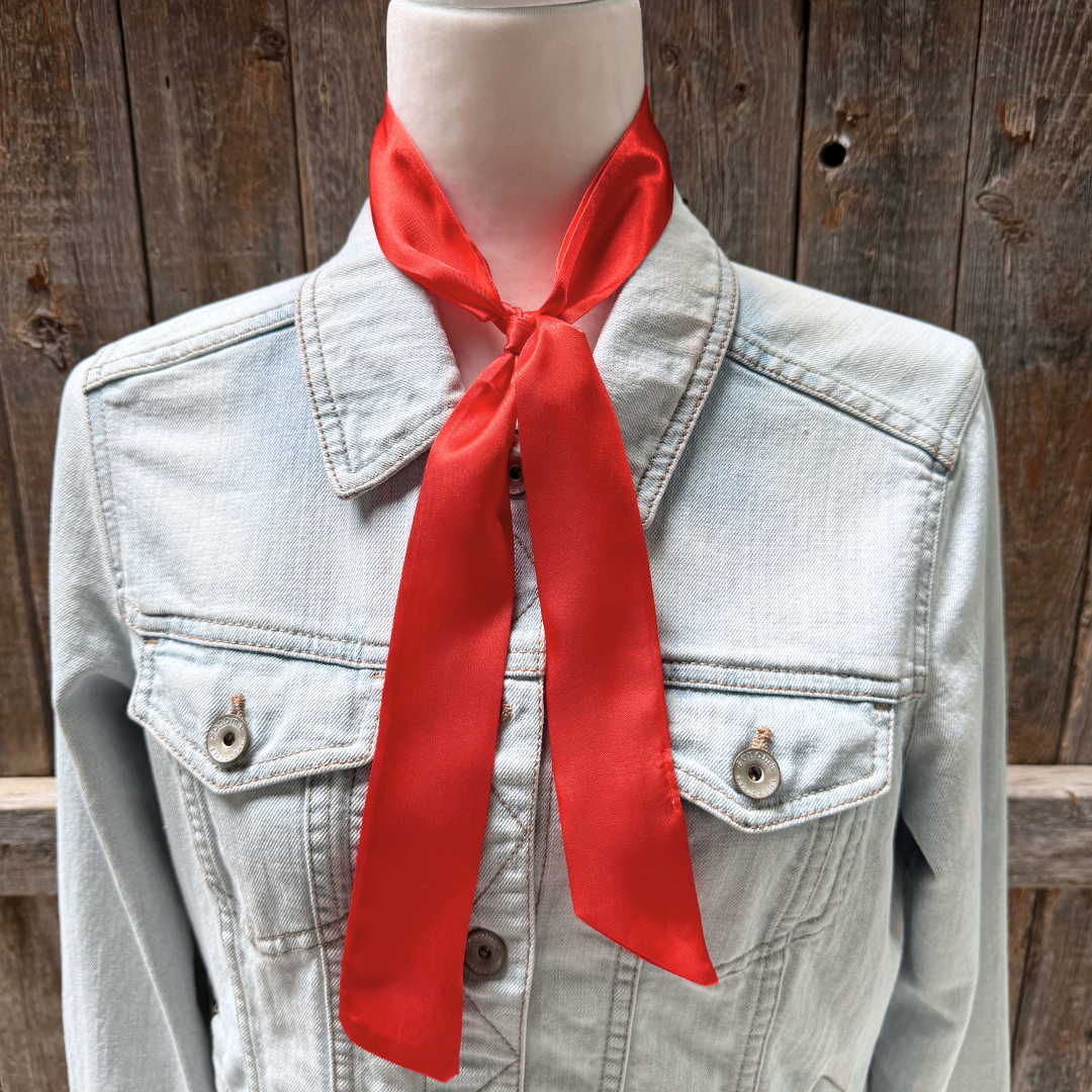 Rodeo Drive - Electric Red Western Skinny Mini Wild Rag Scarf / Cowgirl Necktie #TW306