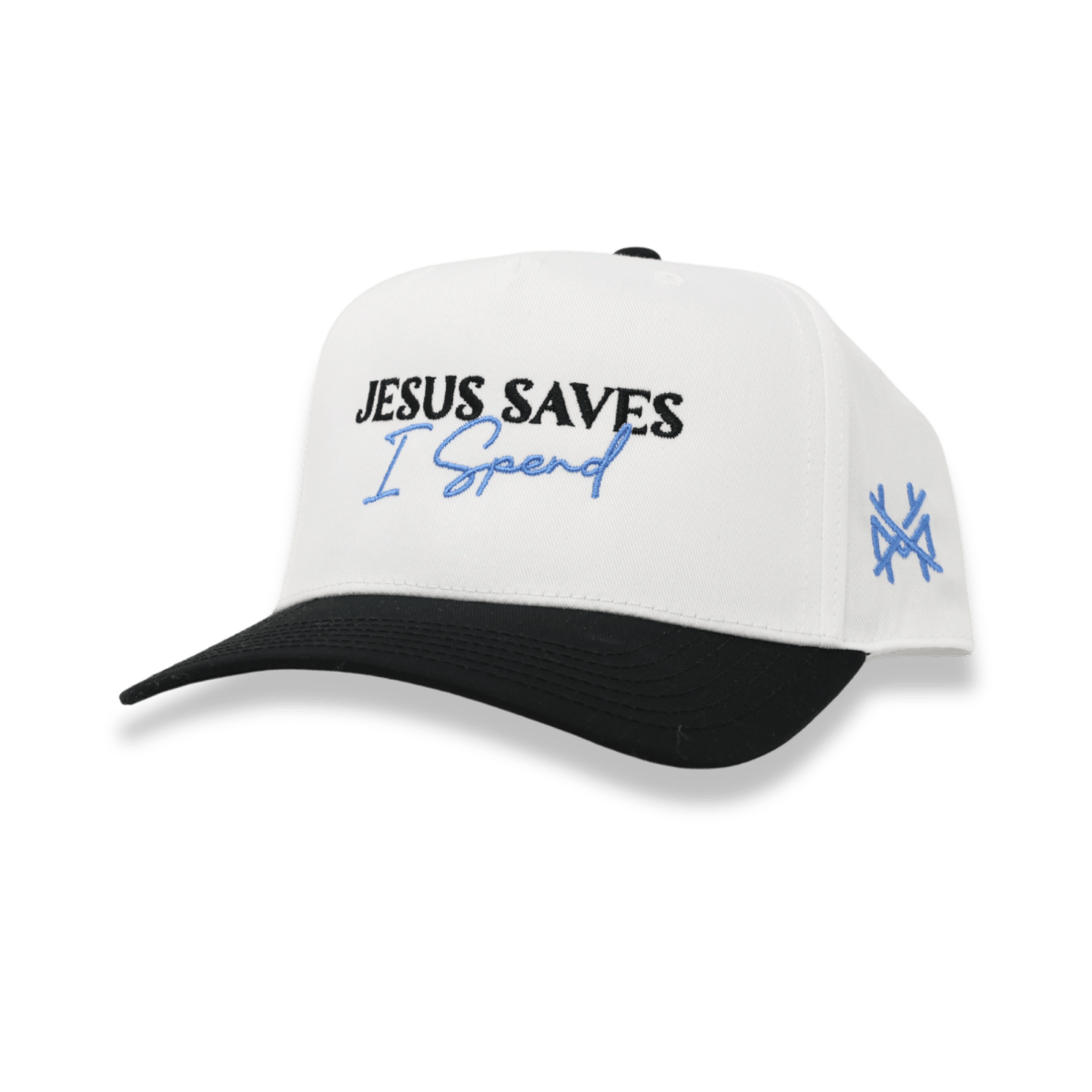 The Mad Hatter Co - Jesus Saves I Spend Trucker Hat: Retro Black/White