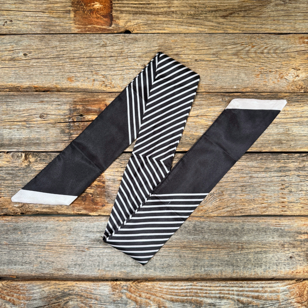 Rodeo Drive - Black and White Western Skinny Mini Wild Rag Scarf / Cowgirl Necktie #TW130