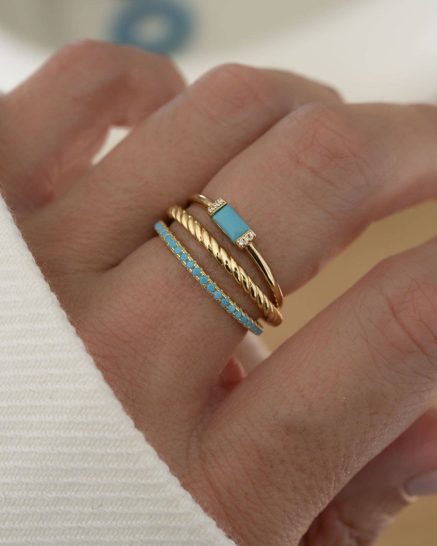 Sami Jewels - Turquoise Eternity Ring: Gold / 10