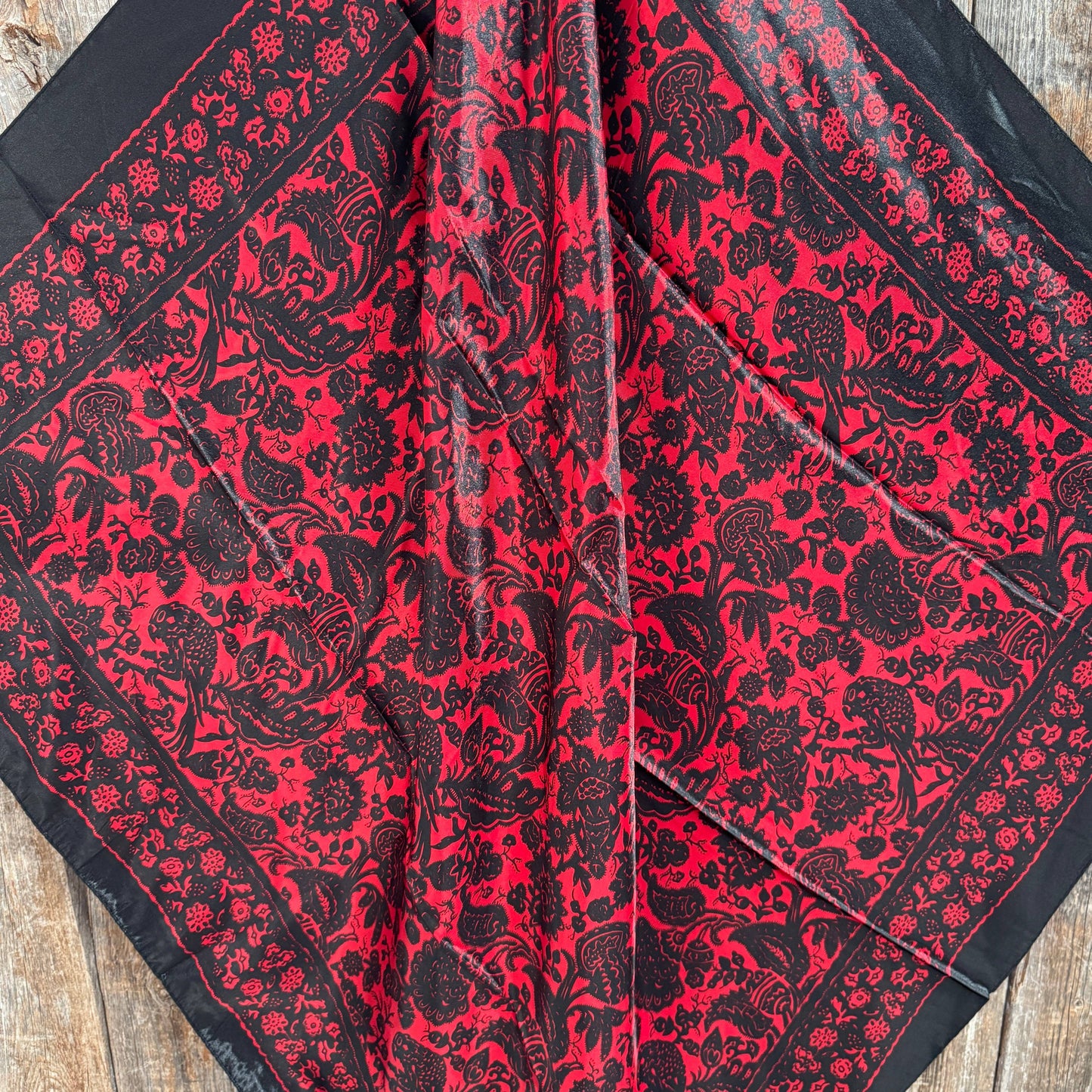 Rodeo Drive - 35X35" Black and Red Floral Paisley Wild Rag / Scarf WR3445