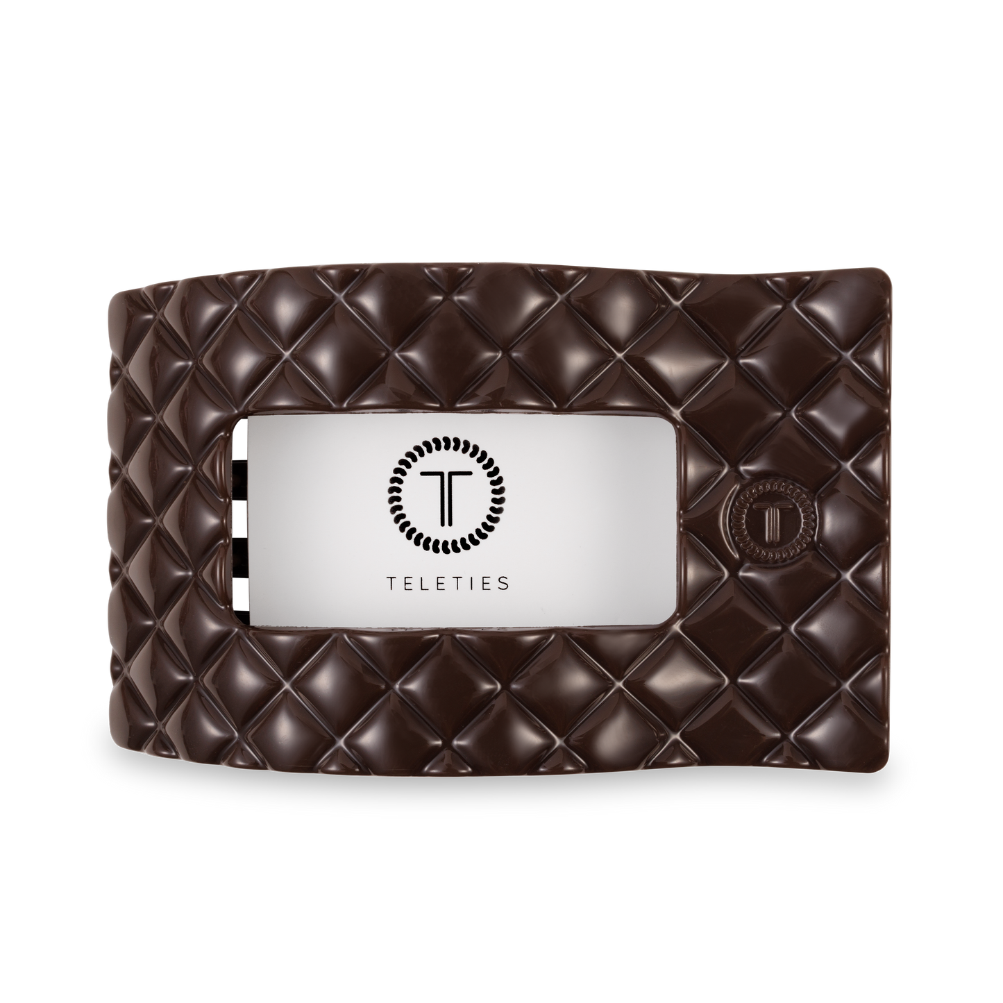 TELETIES - Flat Rectangle Hair Clip | Large | Truly Taupe Quilted