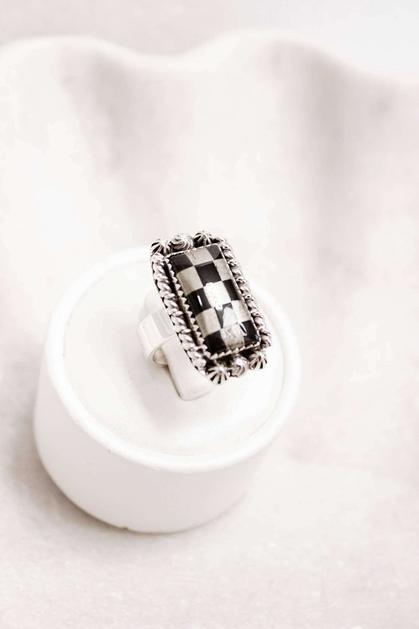Krush Kandy - Checkered Bar Ring | By KKB: Pyrite