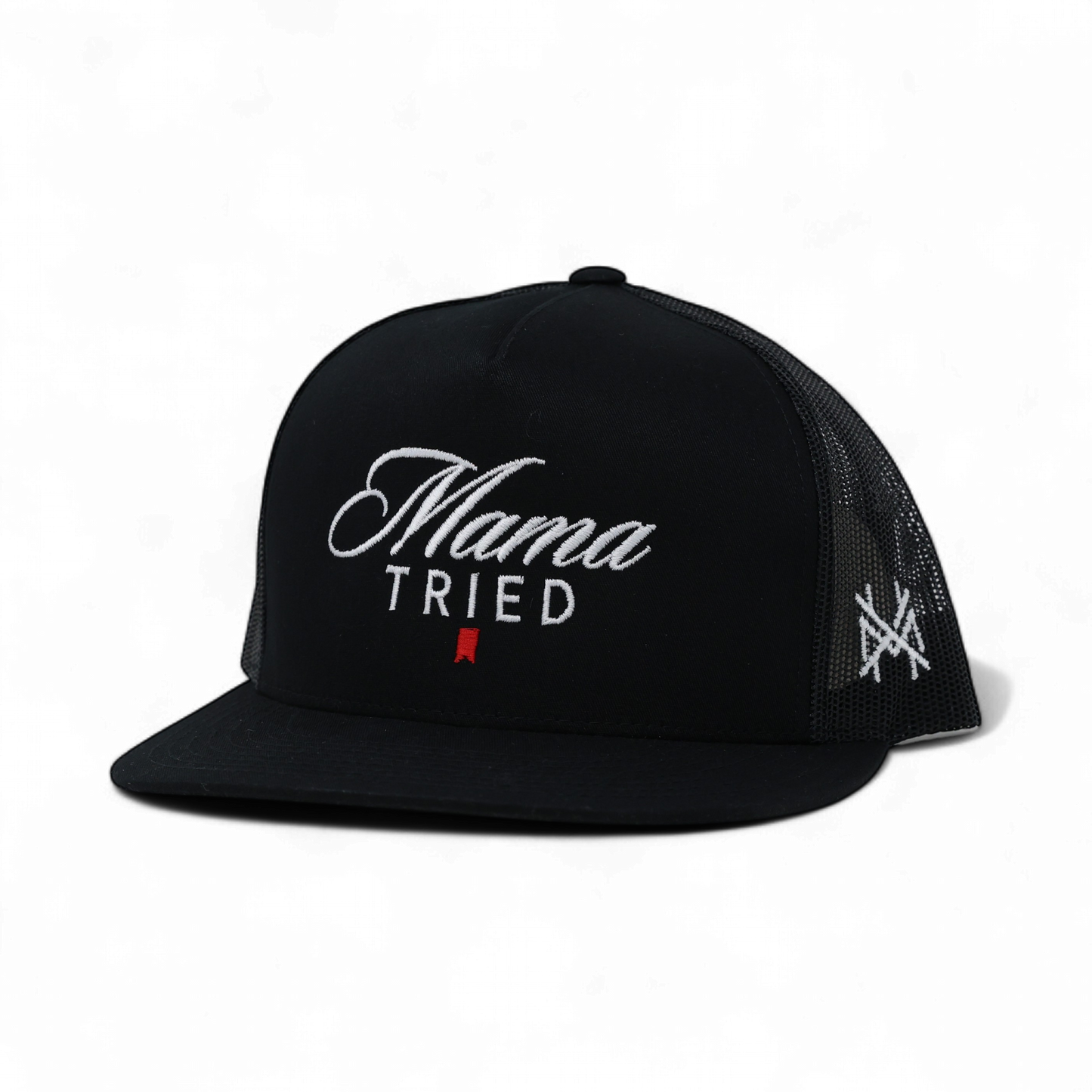 The Mad Hatter Co - Mama Tried Ultra Trucker Hat: Flat Bill White