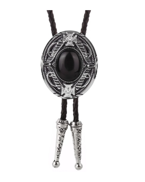 SimpleNGreat - Black Onyx Western Cowboy Bolo Tie: Black