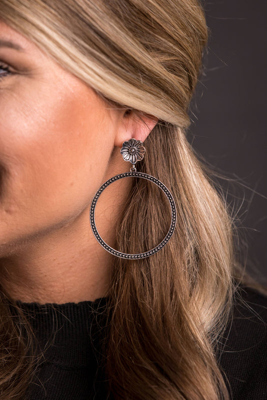 West & Co. - 4" Silver Wire Earring with Turquoise Charm