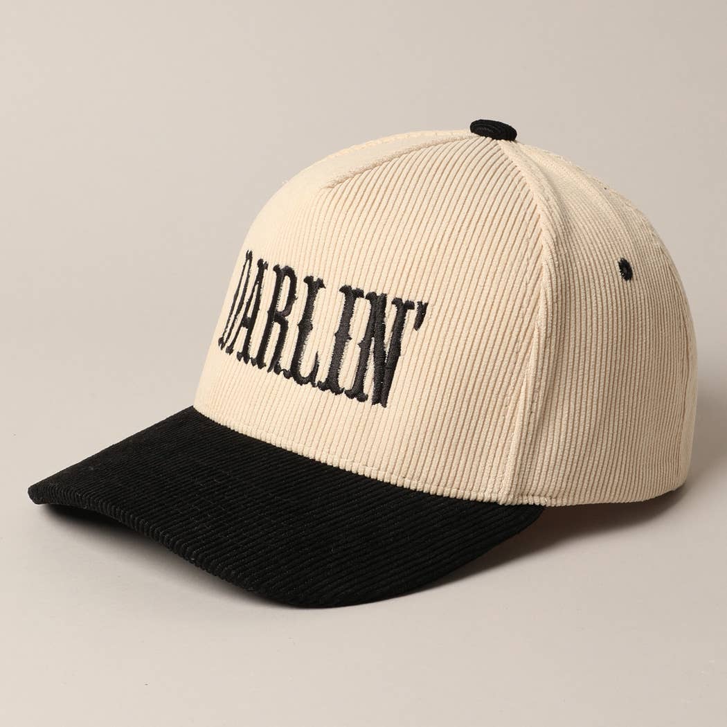 Fashion City - DARLIN' Corduroy Trucker Baseball Cap: BEIGE / ONE SIZE