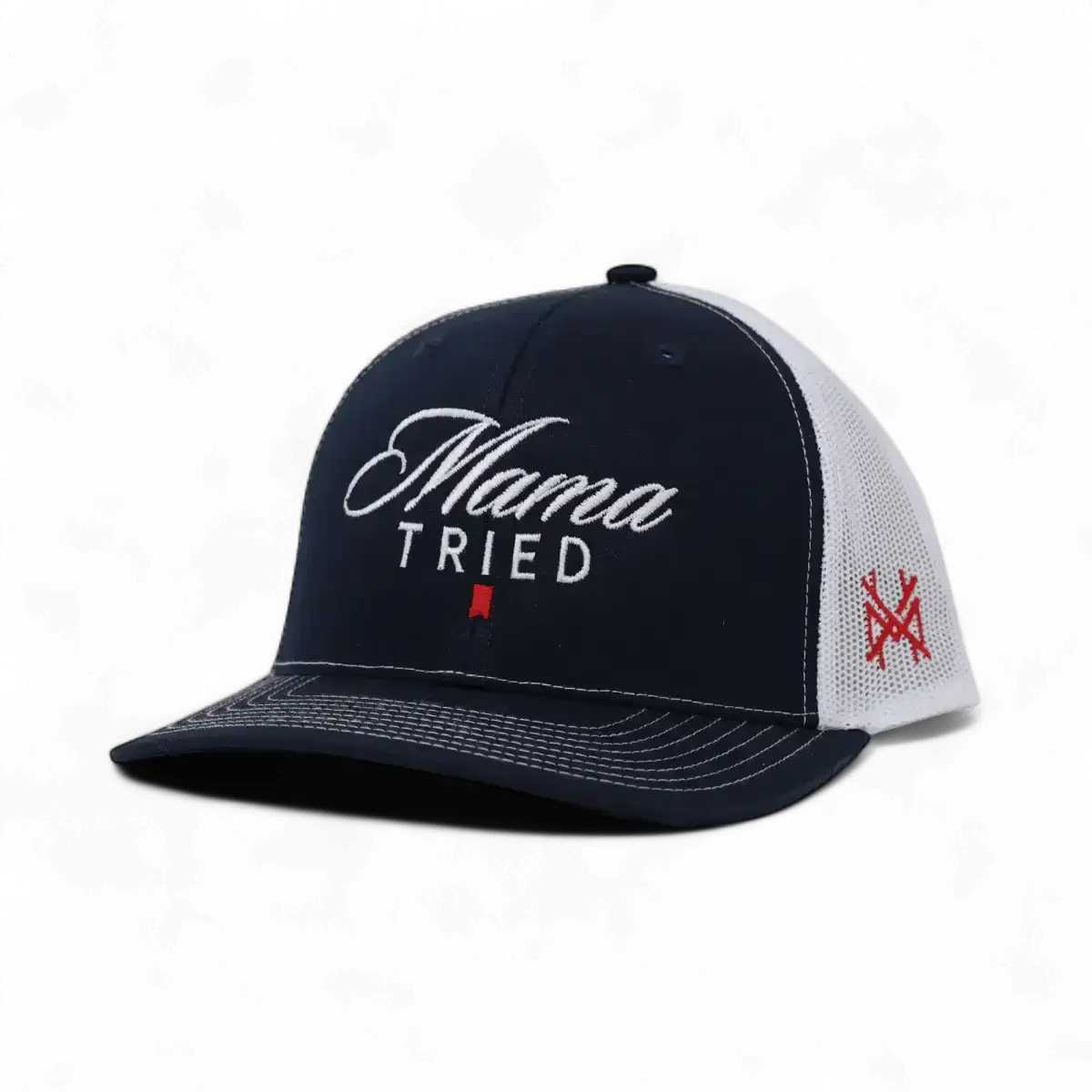The Mad Hatter Co - Mama Tried Ultra Trucker Hat: Flat Bill White