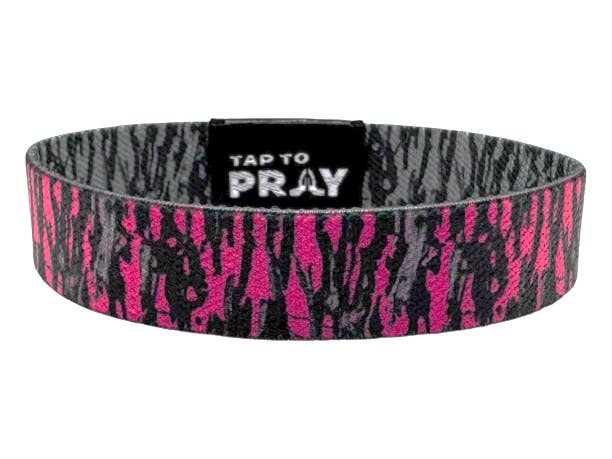 Versible - Tap To Pray™ Wristbands - Tree Bark Camo Pink & Grey: X-Small
