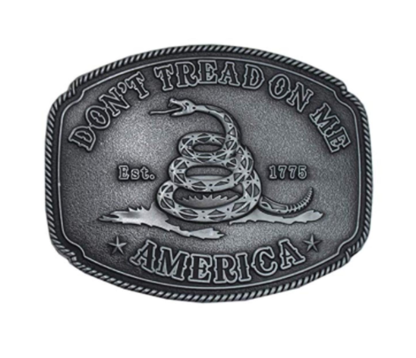 SimpleNGreat - Don't Tread On Me Western Cowboy Belt Buckle 1737: Antique Silver