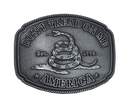 SimpleNGreat - Don't Tread On Me Western Cowboy Belt Buckle 1737: Antique Silver
