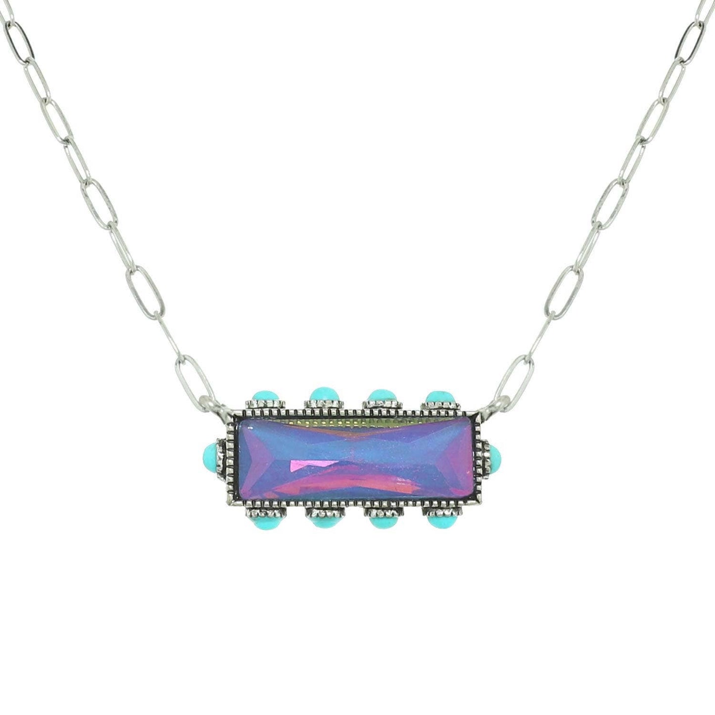 SP Sophia Collection - Western Horizontal Bar Gemstone Necklace: Blue