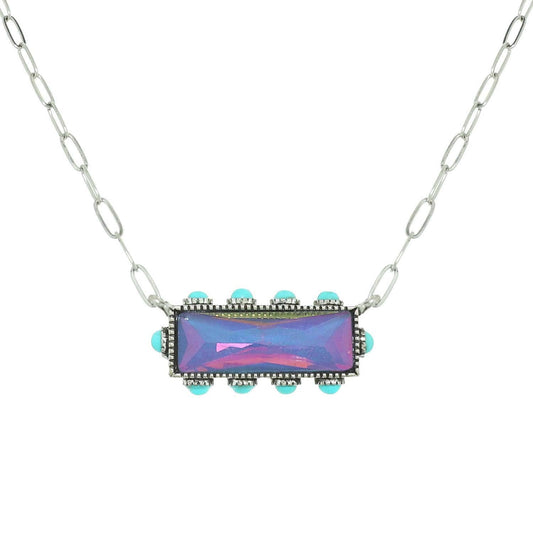 SP Sophia Collection - Western Horizontal Bar Gemstone Necklace: Blue