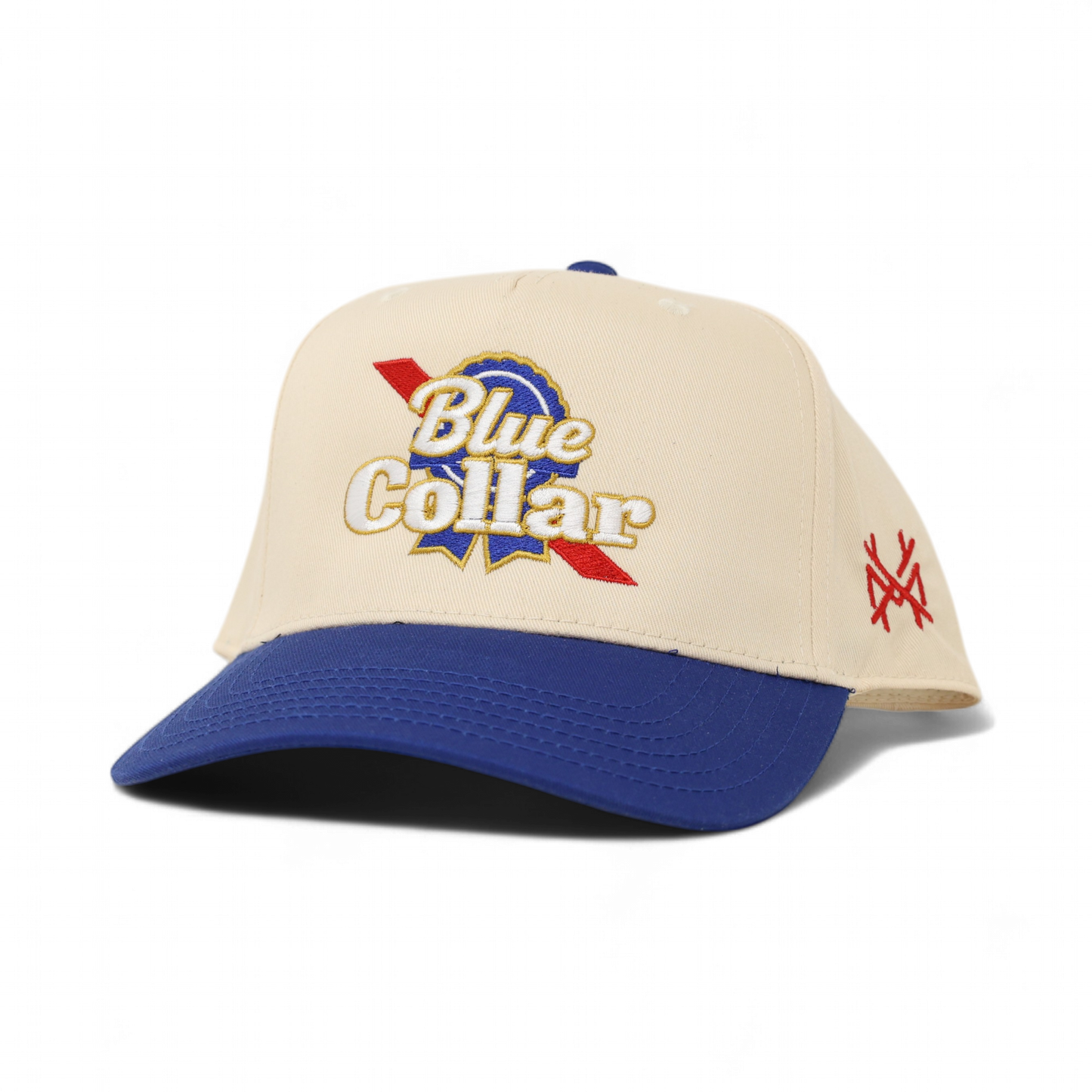 The Mad Hatter Co - Blue Collar Trucker Hat: Flat Bill Black with Red Rope