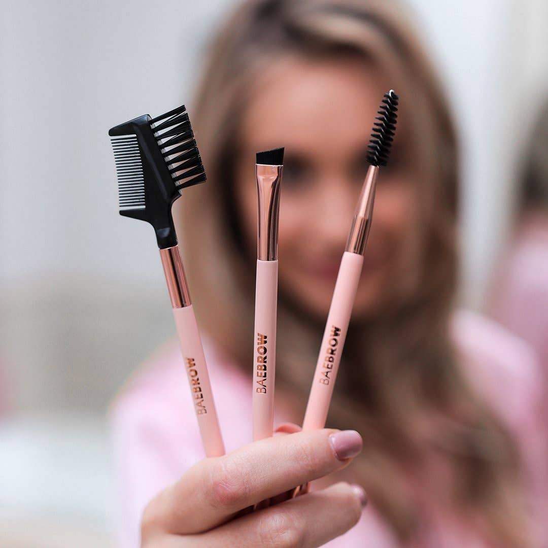 BAEBROW - BRUSH TRIO - ESSENTIAL BROW AND LASH STYLING KIT: Nude + Rose Gold