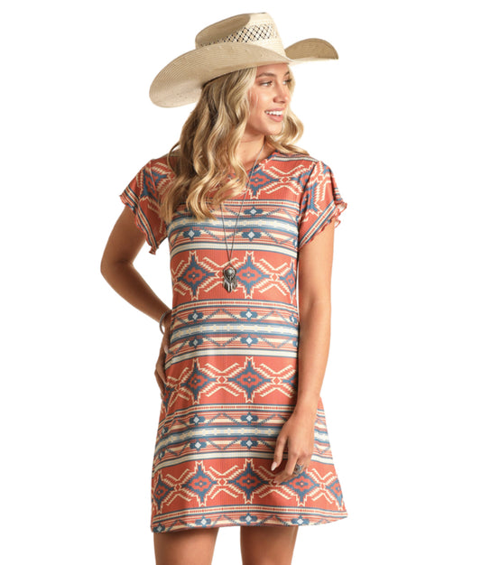 ROCK&ROLL DENIM AZTEC RIB DRESS