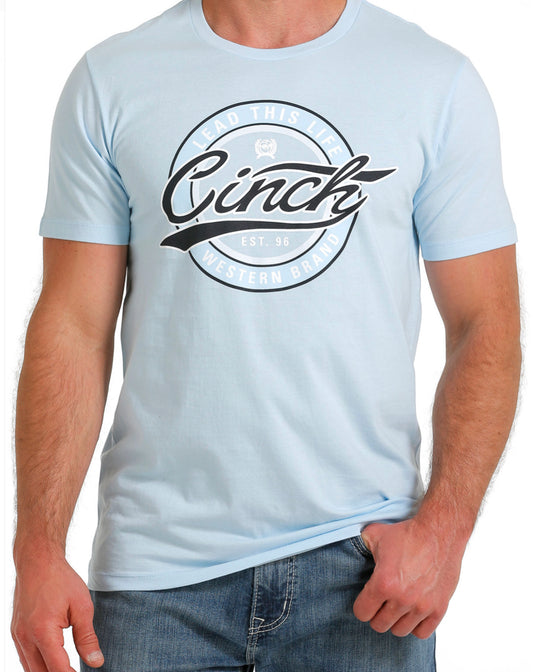 CINCH MENS LEAD THIS LIFE SHORT SLEEVE TEE IN LIGHT BLUE