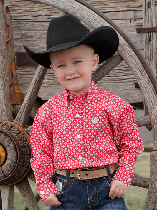 CINCH BOYS LONG SLEEVE PRINT BUTTON DOWN