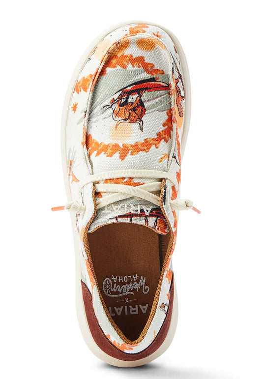 ARIAT WOMENS HILO WESTERN ALOHA SRFNG LONGHORN PRINT