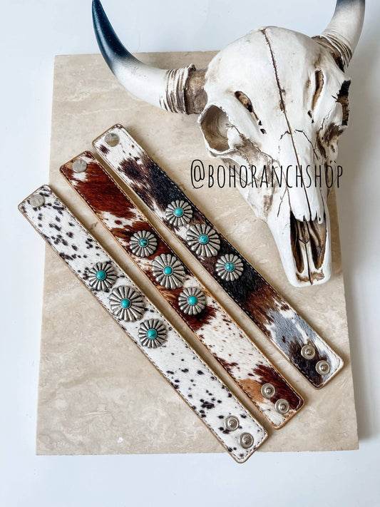 Boho Ranch Shop - Cowhide Cuff Conch Bracelet