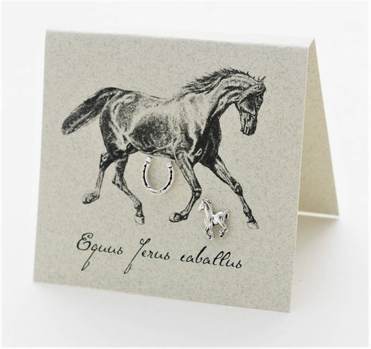 Semaki & Bird - Horse & Horseshoe Stud Earrings silver Natural History