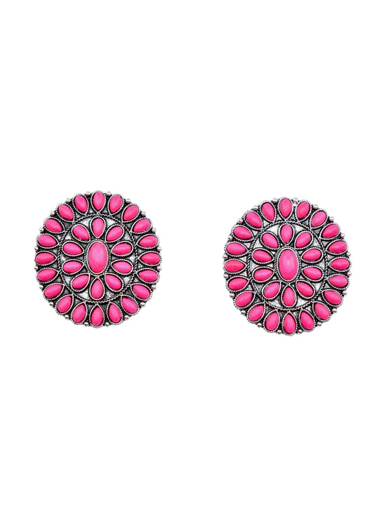 West & Co. - Large Pink Cluster Post Earring