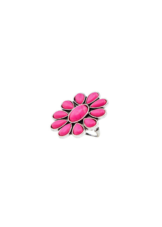 West & Co. - Adjustable Pink Flower Cluster Ring