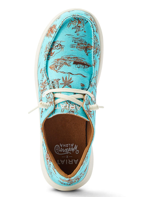 ARIAT WOMENS HILO WESTERN ALOHA TURQUOISE PNIL PRINT