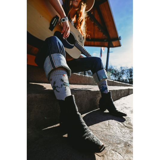 Lucky Chuck - Fringe Long Live Grey Performance Socks