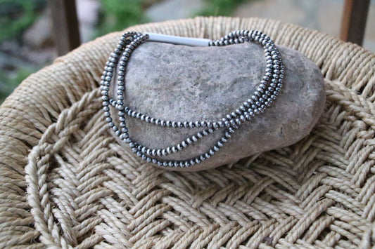 Turquoise Haven - 0042 SILVER 3 STRAND CHOKER NL