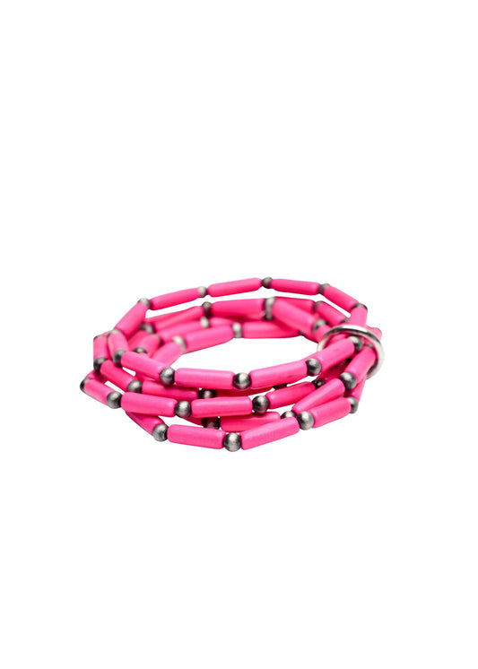 West & Co. - 5 Strand Pink Tube Bead and Faux Navajo Pearl Stretch Bracel