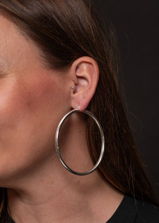 2.5" Silver Hoop Earring