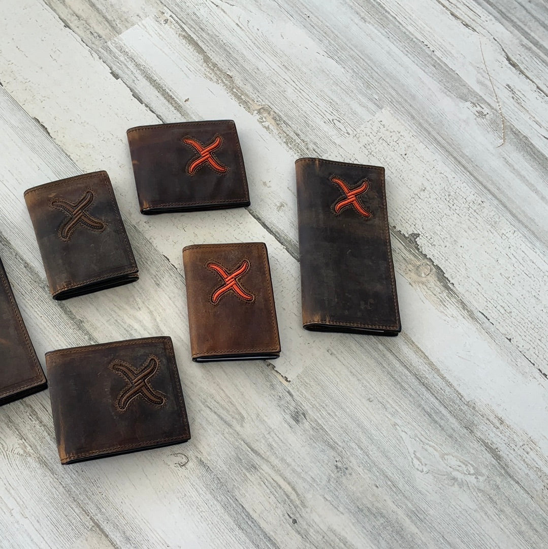 TWISTED X LOGO WALLETS WITH DISTRESSED LEATHER XH SERIES