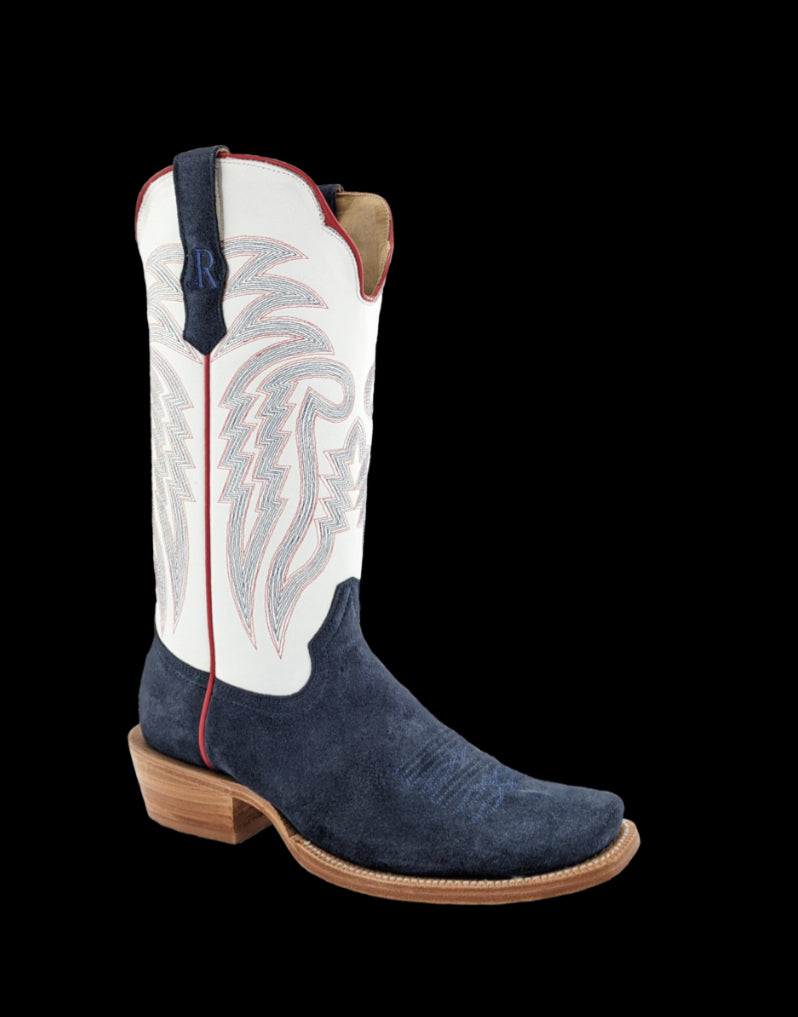 R WATSON MENS MIDNIGHT BLUE ROUGHT OUT/ WINTER WHITE COWHIDE