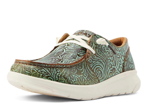 ARIAT WOMENS HILO VINTAGE TURQUOISE FLORAL EMBOSSED