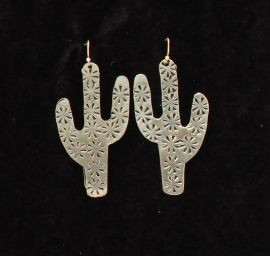 M&F WESTERN SILVER STRIKE FLORAL CACTUS EARRINGS SILVER