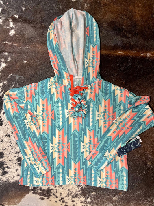 RANGE BY ROCK&ROLL DENIM LOUNGEWEAR MULTICOLOR AZTEC HOODIE