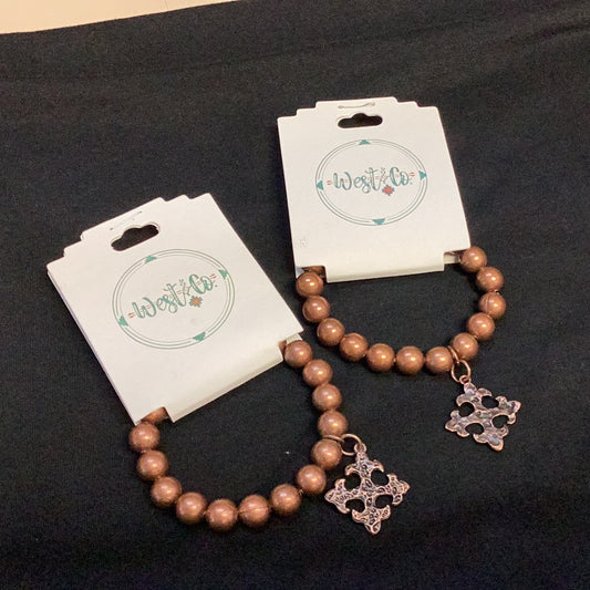 WEST & CO COPPER BRACELET WITH CROSS CHARM