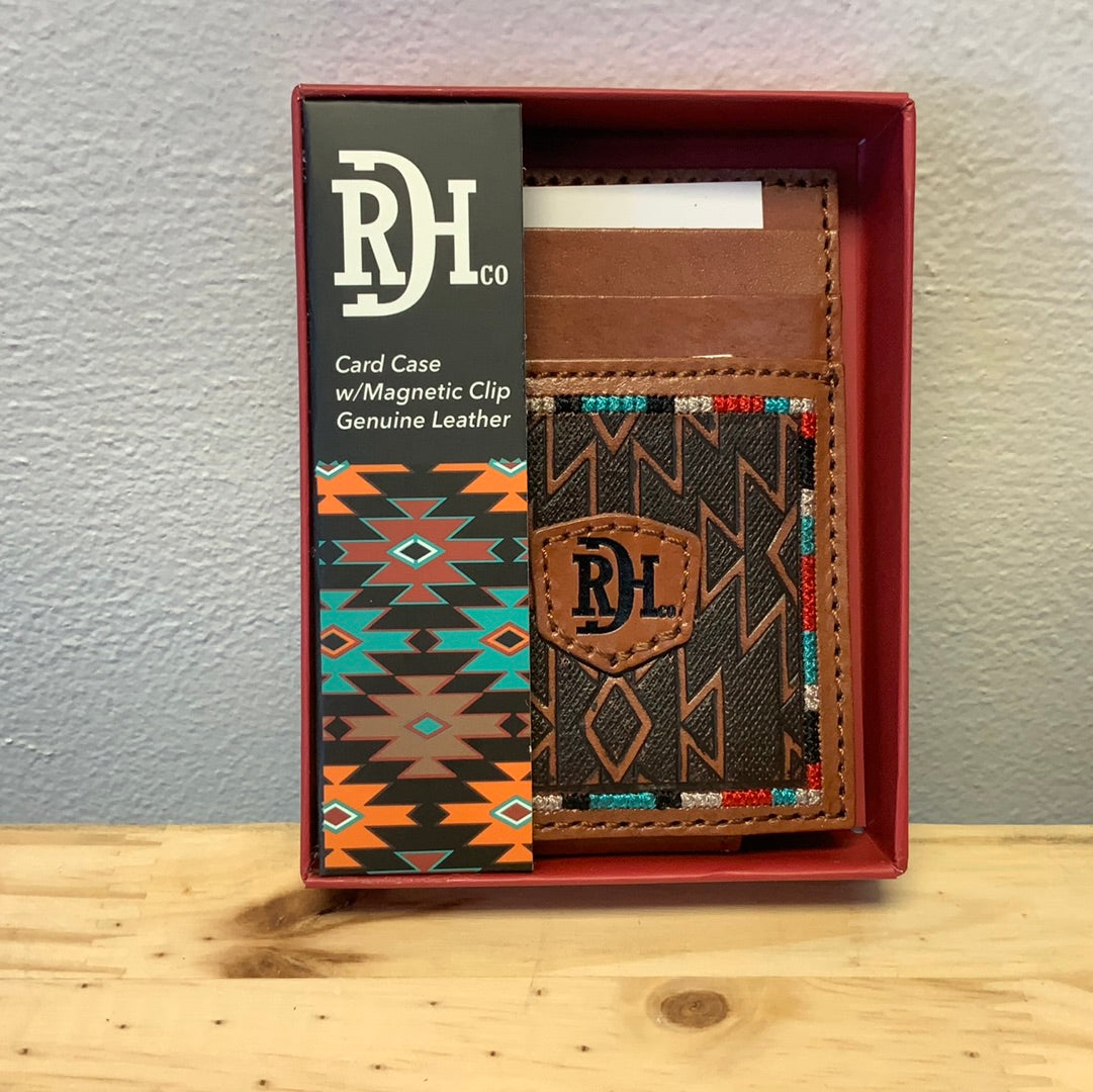 RED DIRT HAT CO CARD CASE W/ MAGNET CLIP MULTICOLOR STITCHING