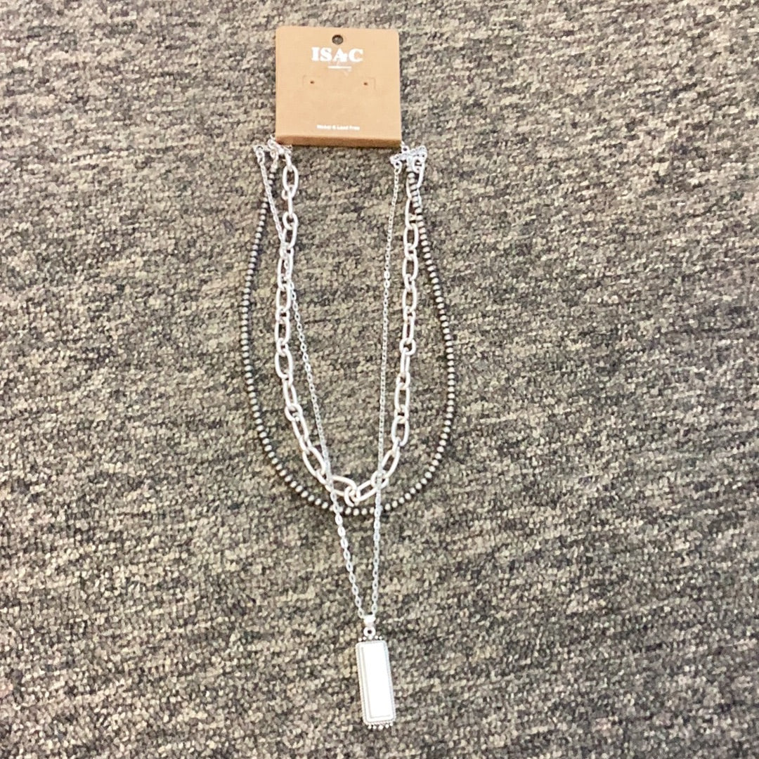White turquoise multi chain necklace