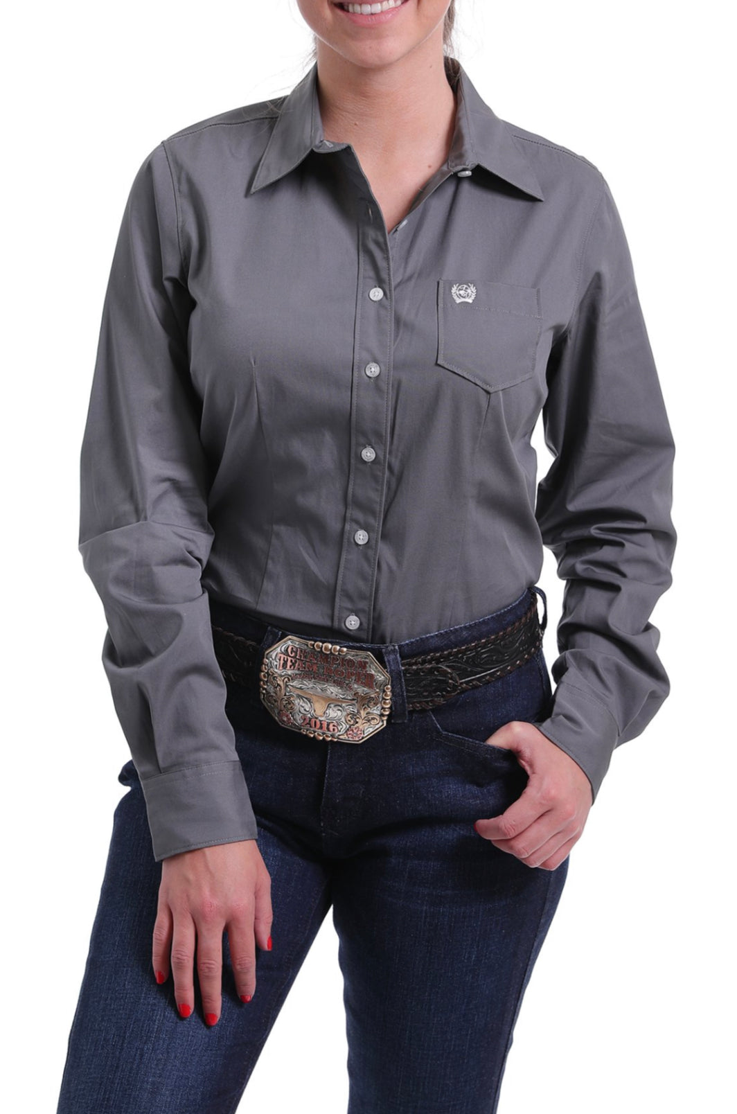 CINCH WOMENS CHARCOAL BUTTON UP