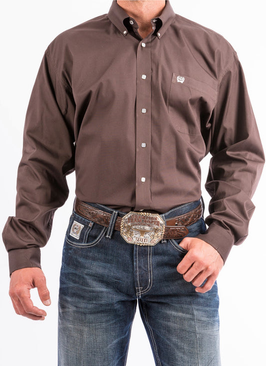 CINCH MENS BROWN BUTTON UP