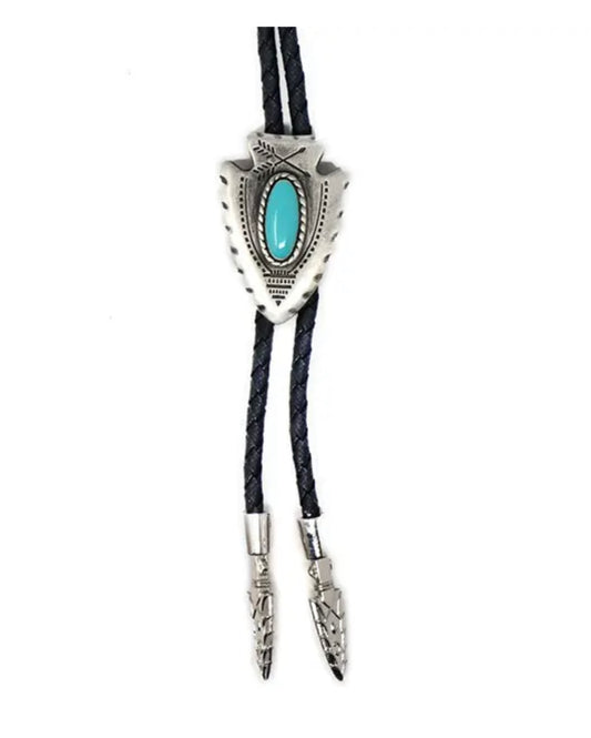 M&F SILVER ARROWHEAD WITH TURQUOISE STONE BOLO