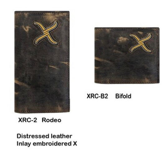 TWISTED X DISTRESSED LEATHER INLAY EMBROIDERED X XRC-2 WALLETS