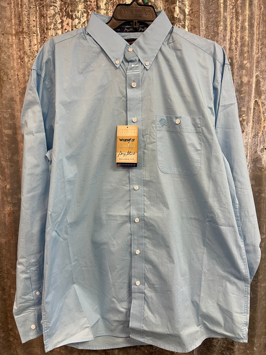 WRANGLER MENS GEORGE STRAIGHT COLLECTION BUTTON UP IN LIGHT BLUE