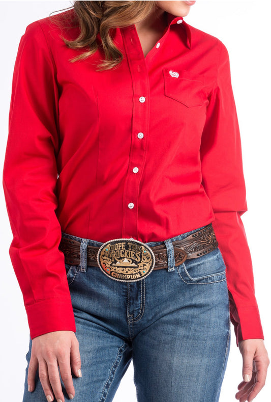 CINCH WOMENS RED BUTTON UP