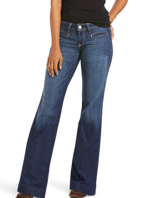 ARIAT WOMENS TROUSER MID RISE STRETCH LUCY WIDE LEG IN PACIFIC