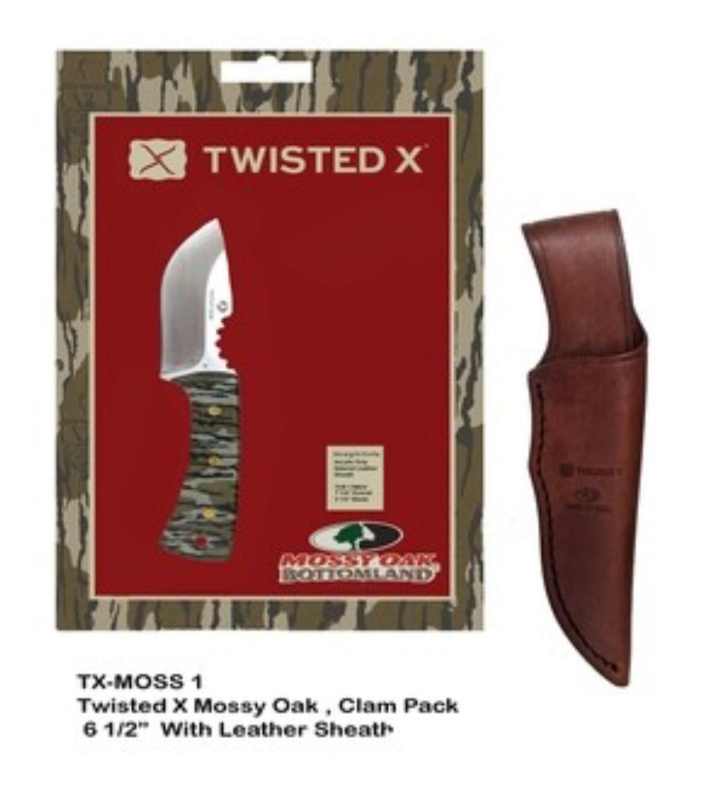 TWISTED X MOSSY OAK CLAM PACK FIXED BLADE WITH SHEATH TX-MOSS1